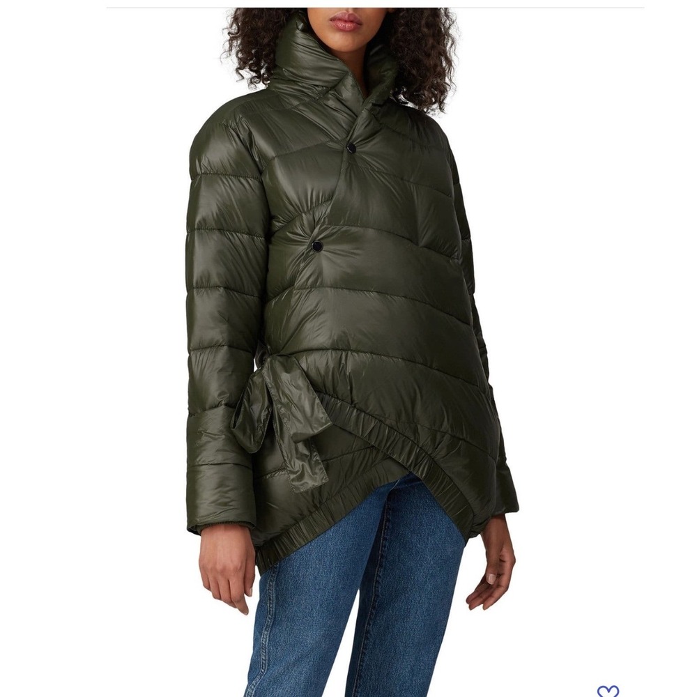 Universal Standard Green Puffer Coat Asymmetrical Wrap‎ Tie Size M